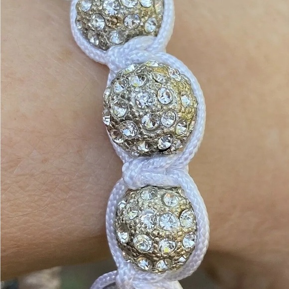 PRELOVED Joseph Nogucci Glitter Glam White Beaded Silver Glitz Bracelet - Picture 9 of 10